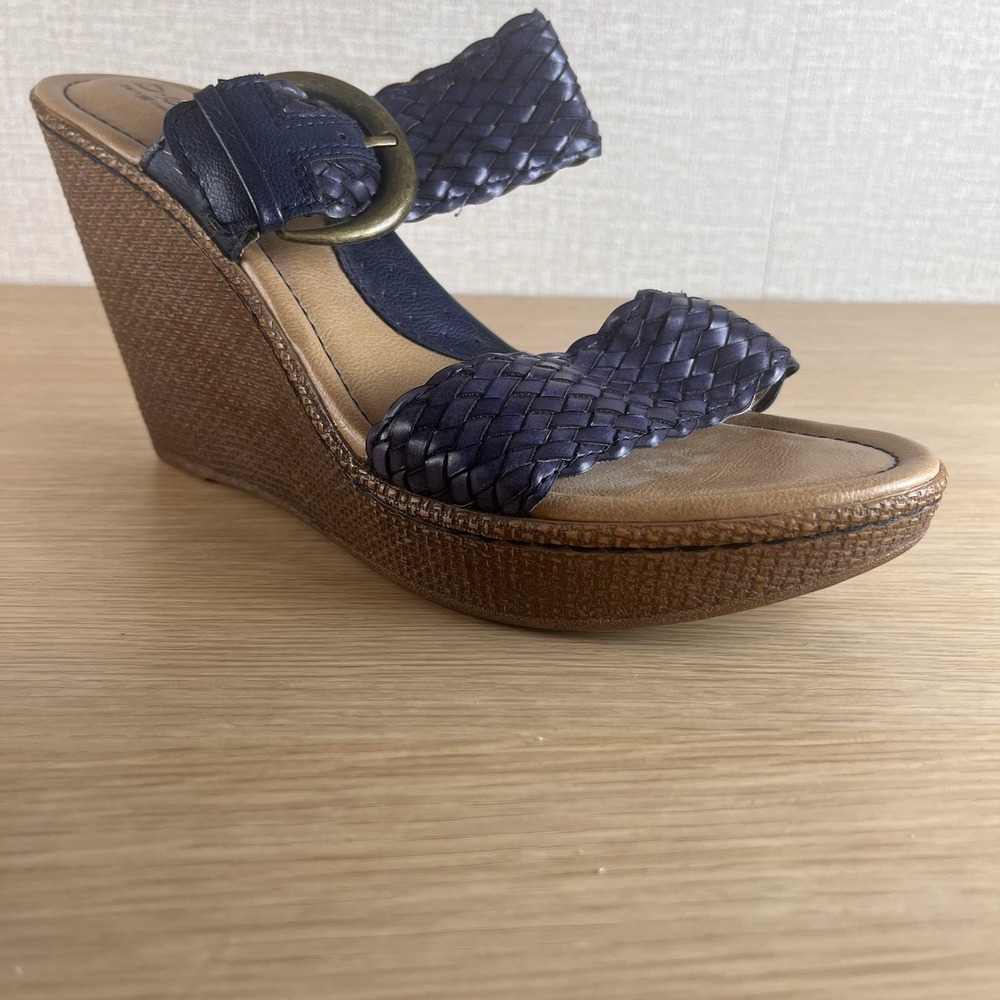 b.o.c Born Concept Woven Wedge Sandals Womens 11 Navy Blue Platform Slides - Picture 2 of 7